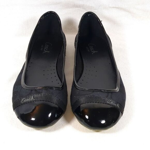 Coach Womens Black Signature Logo Flats - Picture 1 of 8